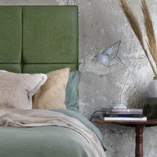 Hypnos wool origins 8 Headboard close up on green divan base