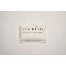 Vispring European Duck Feather and Down Pillow in canvas bag packaging