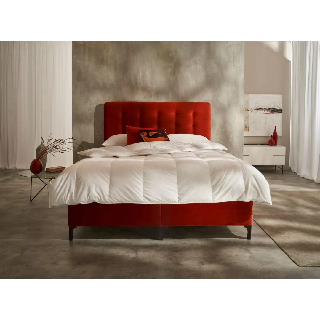 Vispring Hungarian Goose Down Duvet overlaying a Low Divan Bed