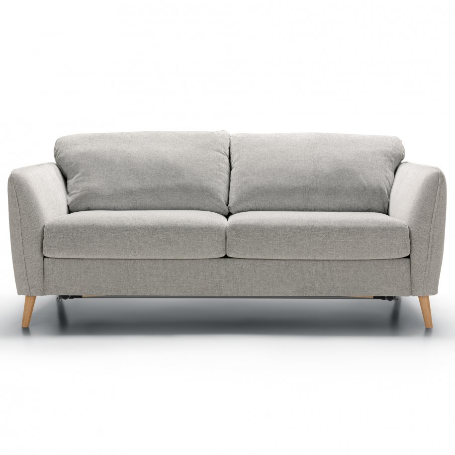 Lucy 3 seater sofa bed light grey front facing Fast track