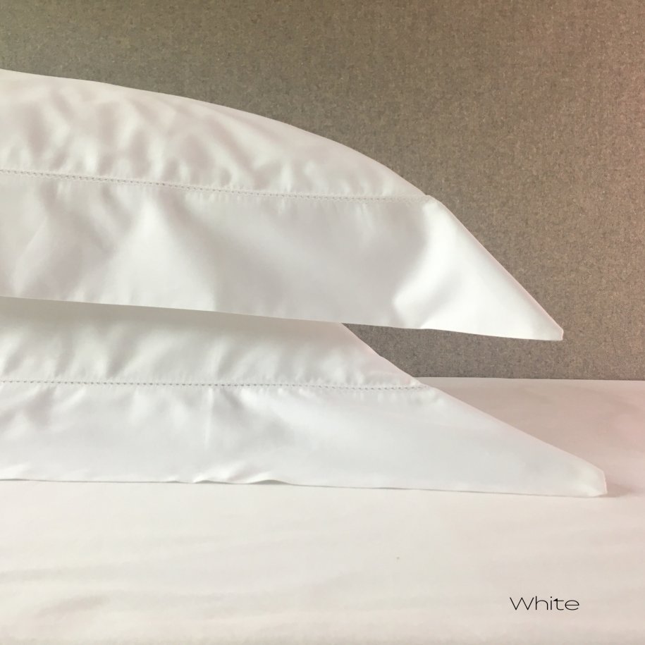 Carnaby hemstich white pillowcase